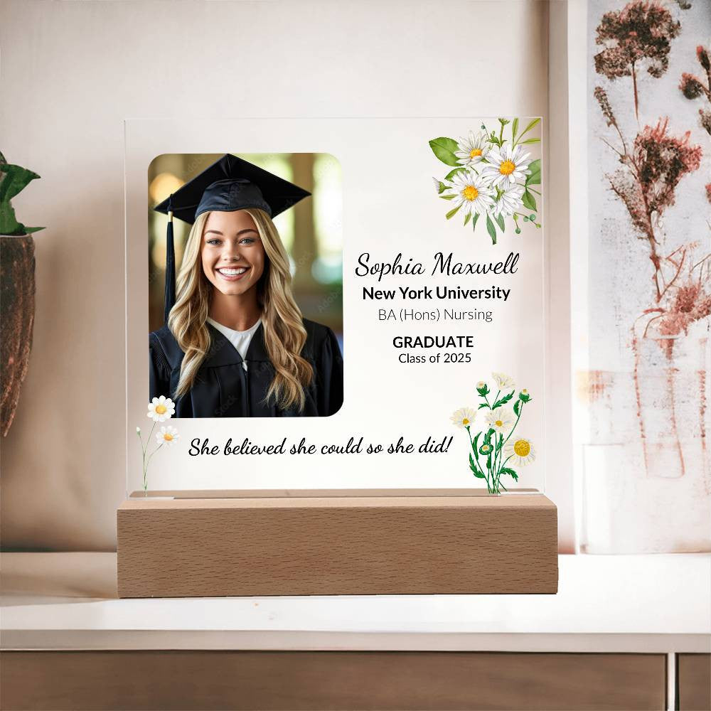 Personalized Graduation Plaque| She Believed She Could And She Did!