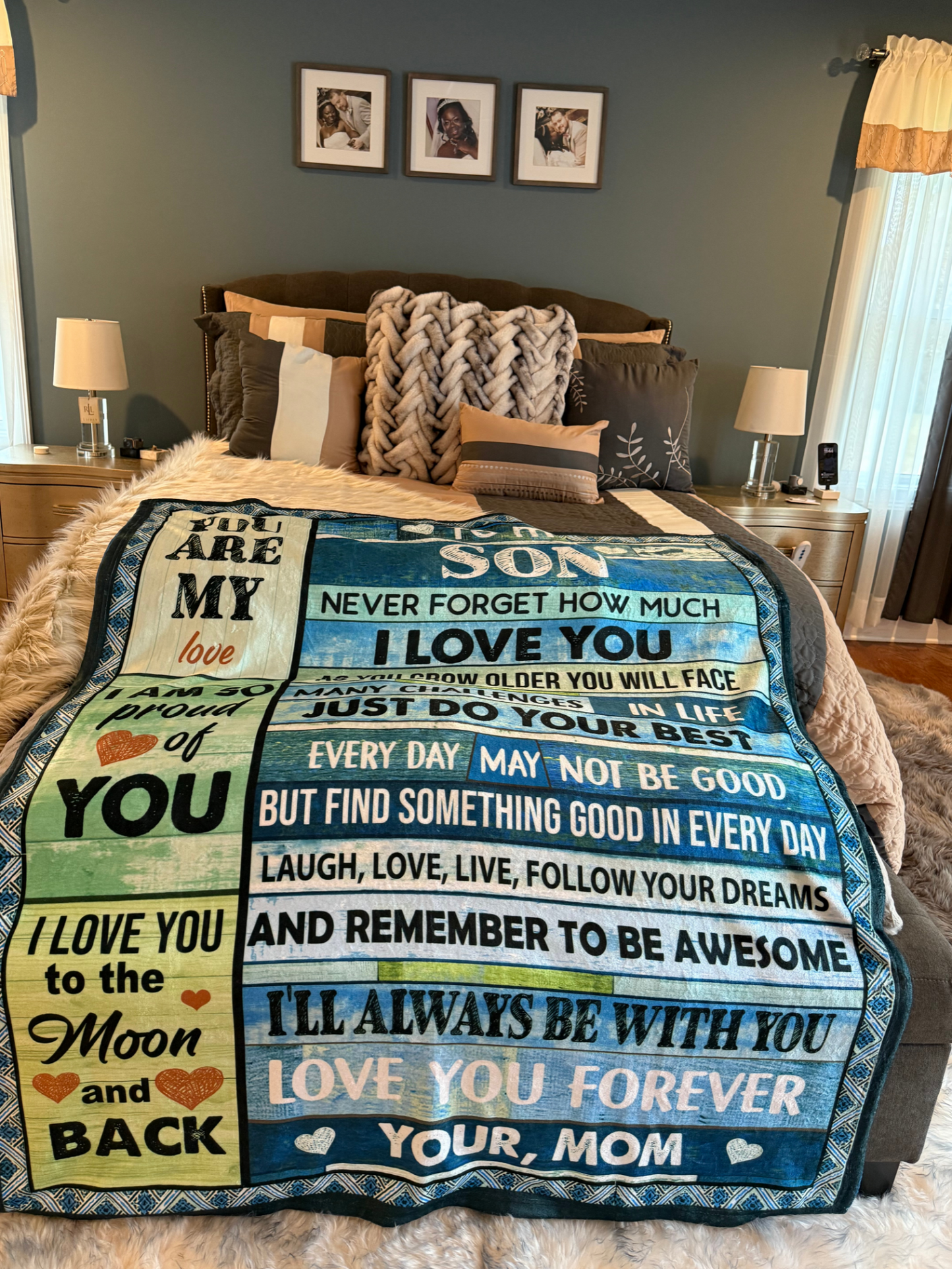 To My Son From Mom | Never Forget I Love You Blanket | Perfect Christmas Gift