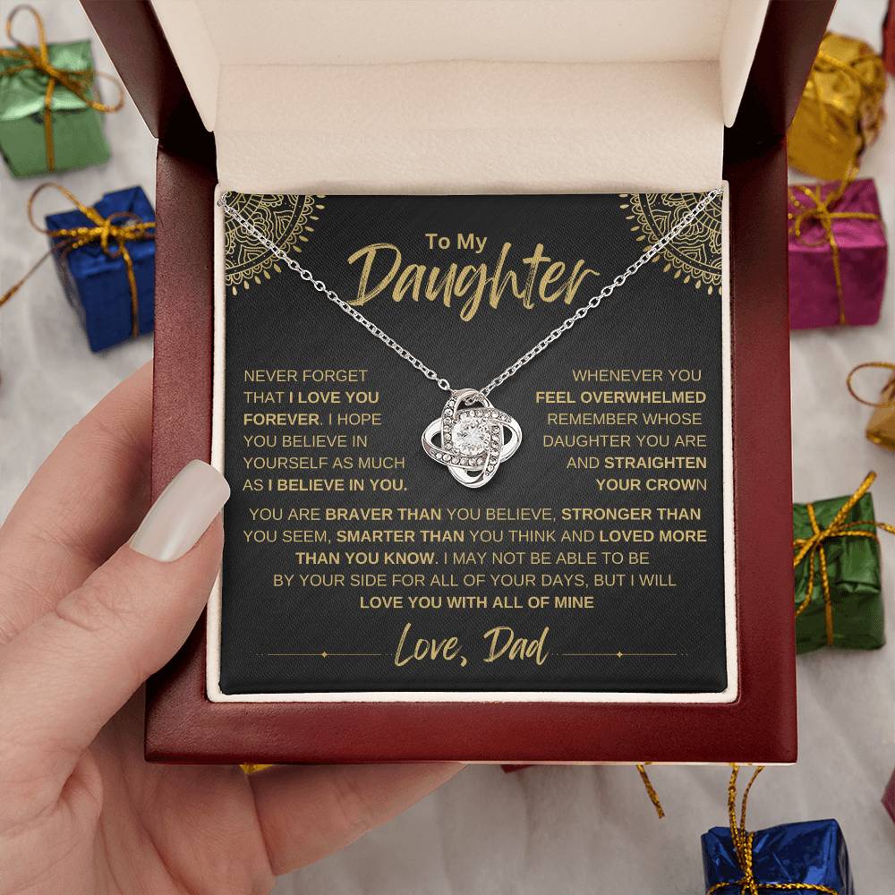 To My Daughter From Dad | Never Forget That I love You | Love Knot Necklace