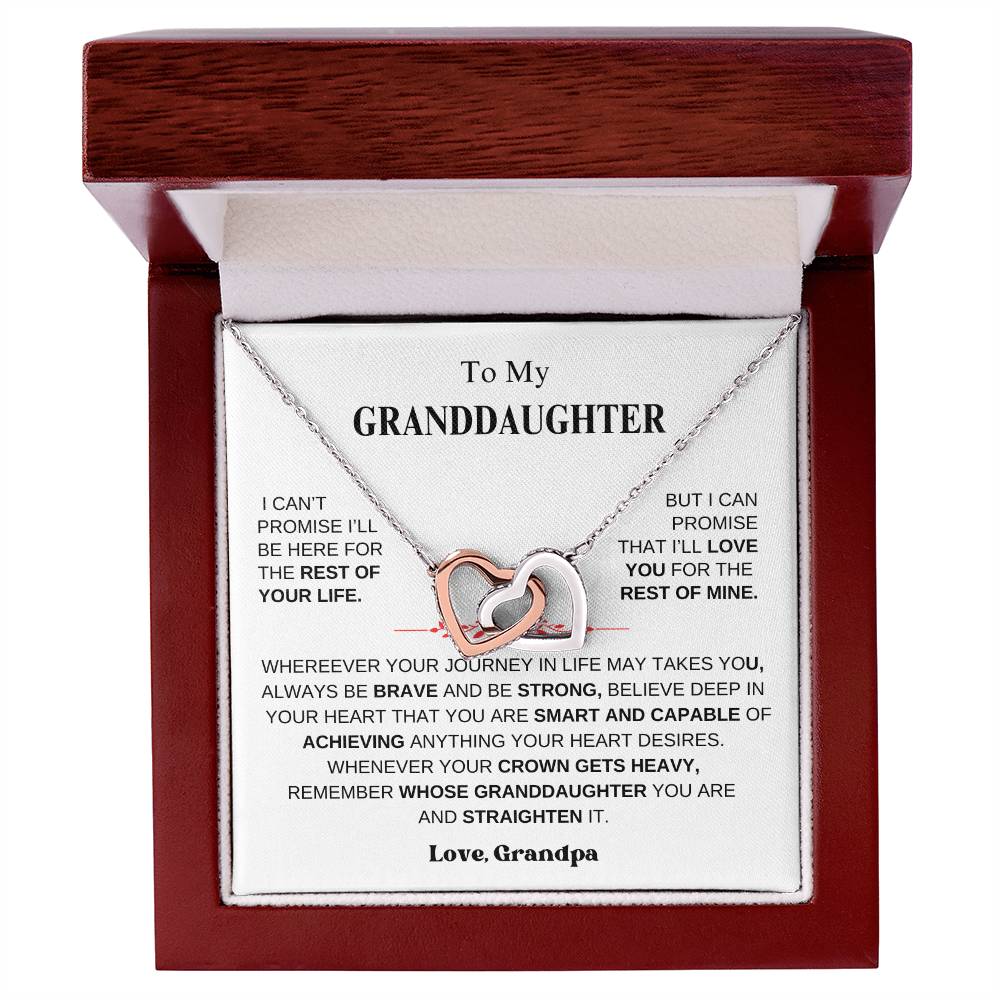To My Granddaughter From Grandpa | Interlocking Hearts necklace | Beautiful Christmas / Thanksgiving Gift
