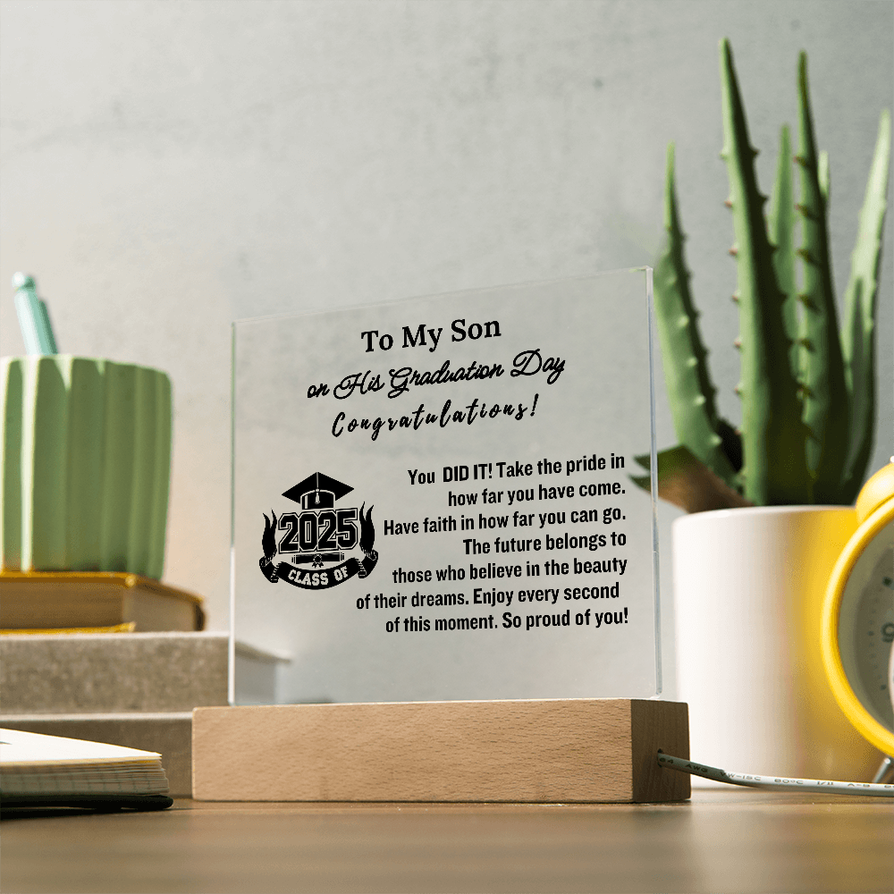 To My Son Congratulations on Your Graduation | Graduation Gift | Acrylic Lamp