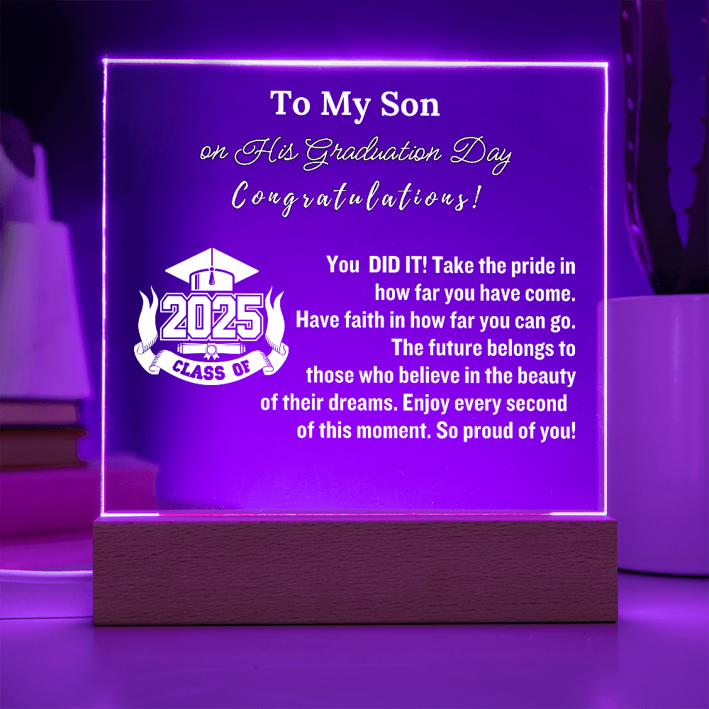 To My Son Congratulations on Your Graduation | Graduation Gift | Acrylic Lamp