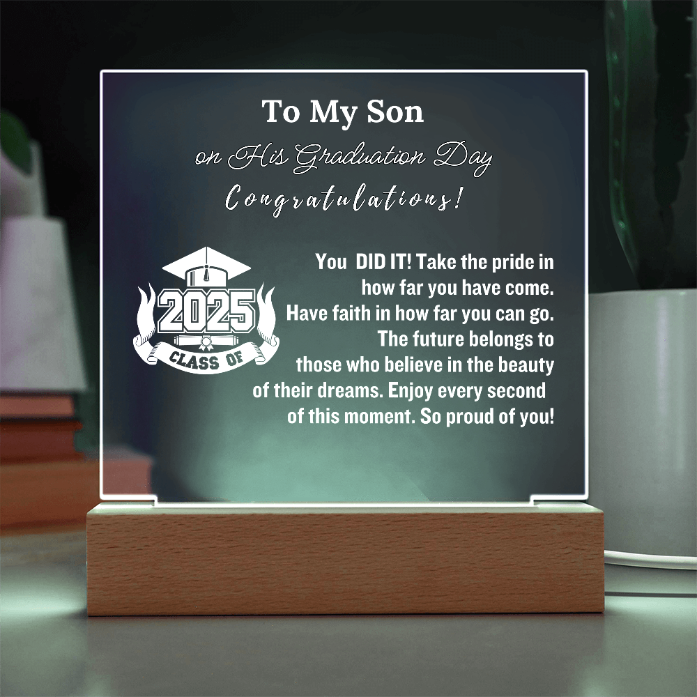 To My Son Congratulations on Your Graduation | Graduation Gift | Acrylic Lamp