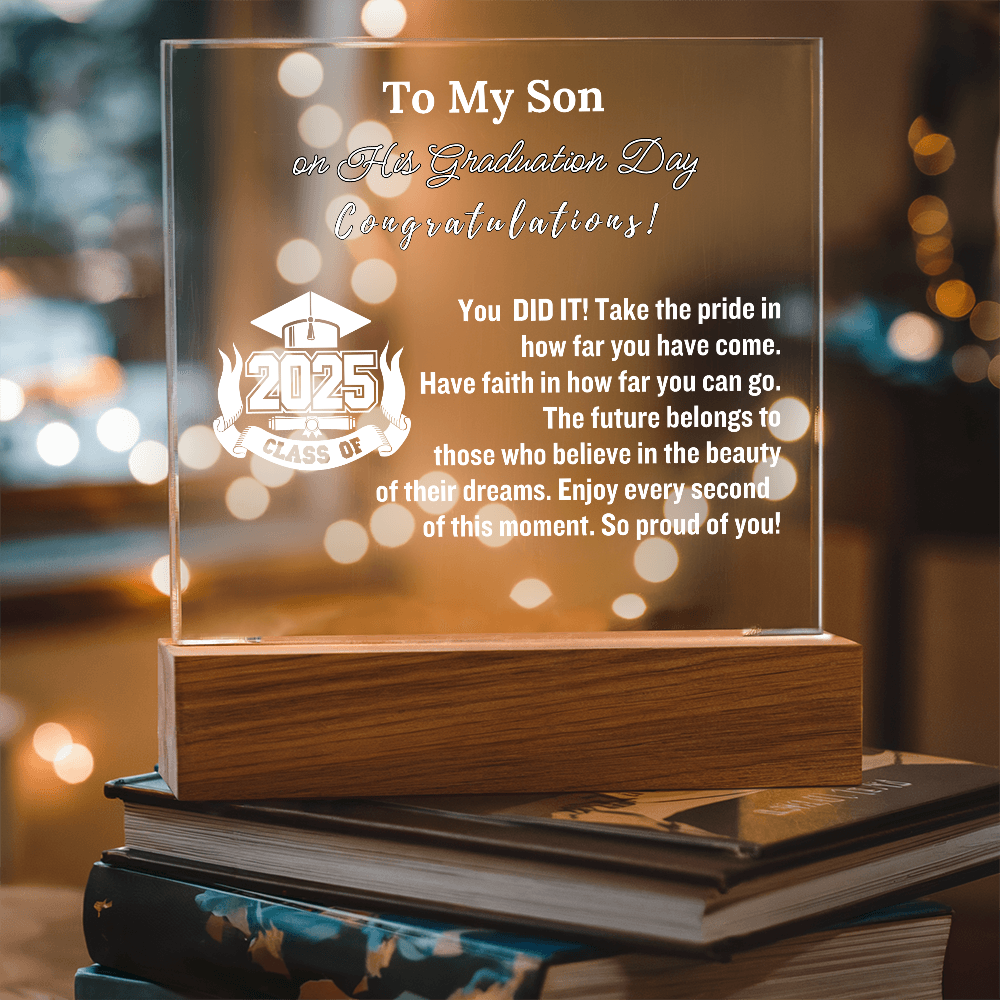To My Son Congratulations on Your Graduation | Graduation Gift | Acrylic Lamp