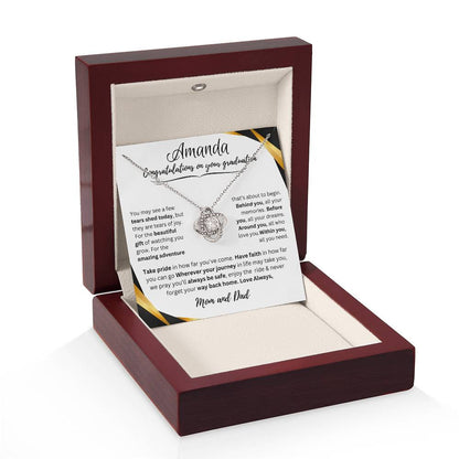 Personalized Graduate Love Knot Necklace |"Take Pride In How Far You’ve Come."| Congratulations!