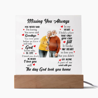 Acrylic Square Plaque | Missing You Always | Memorial Plaque