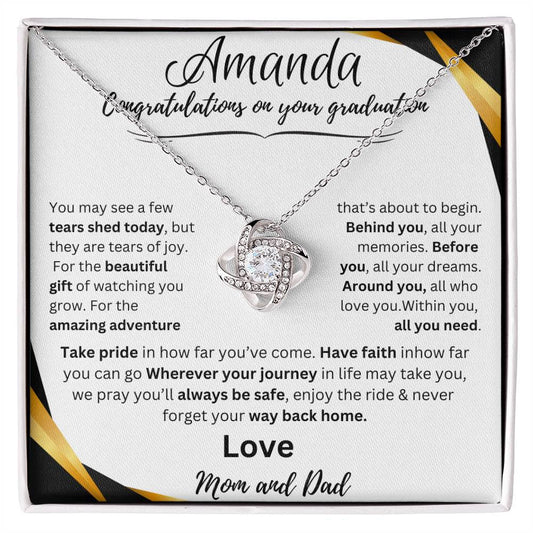 Personalized Graduate Love Knot Necklace |"Take Pride In How Far You’ve Come"