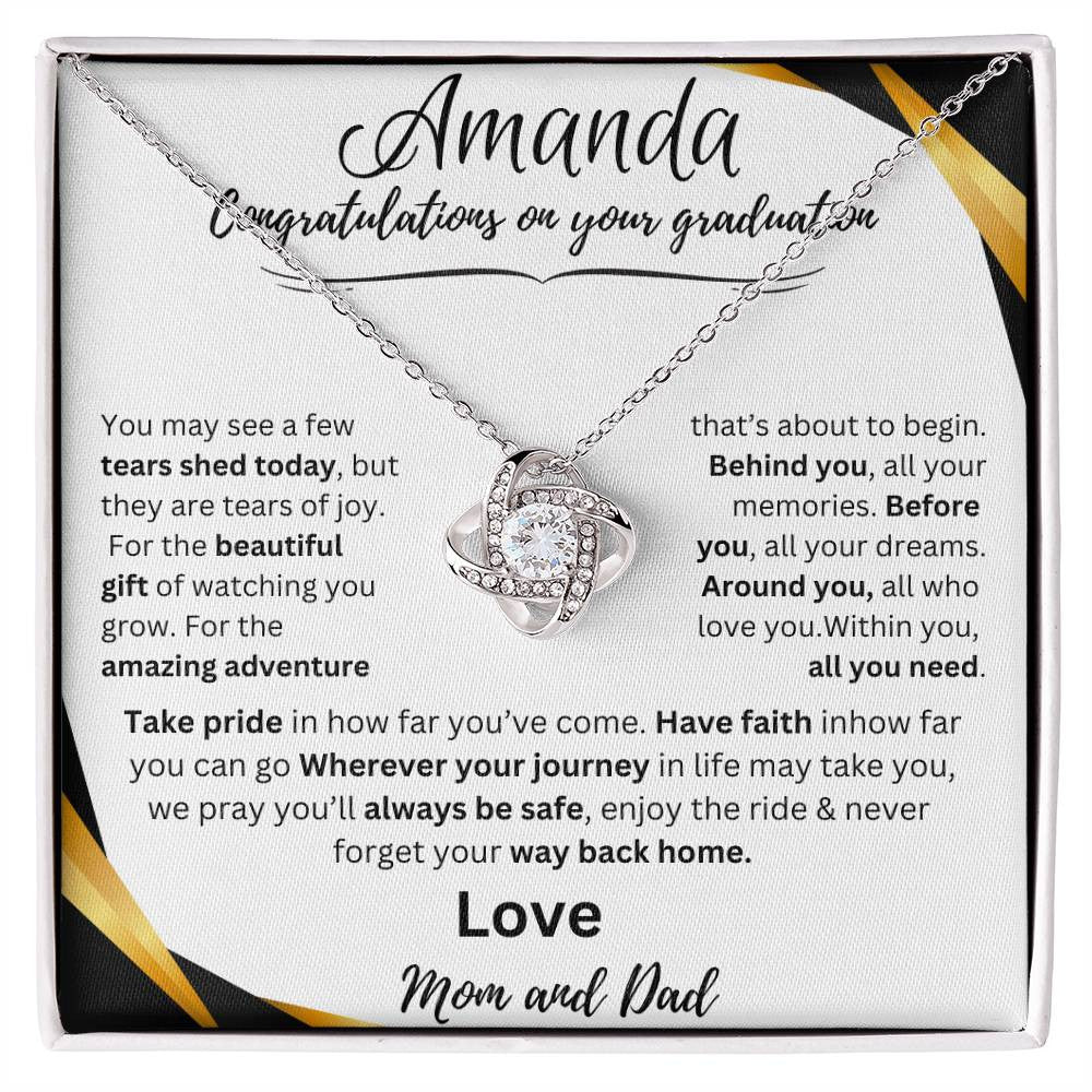 Personalized Graduate Love Knot Necklace |"Take Pride In How Far You’ve Come"