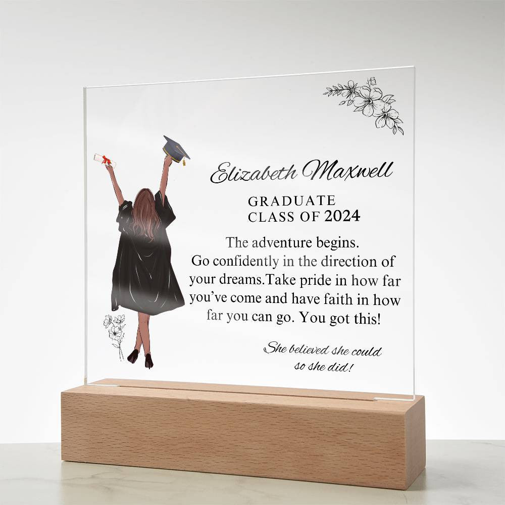 Personalized Graduation Acrylic  Plaque | Go Confidently In The Direction Of Your Dreams | Daughter's Graduation