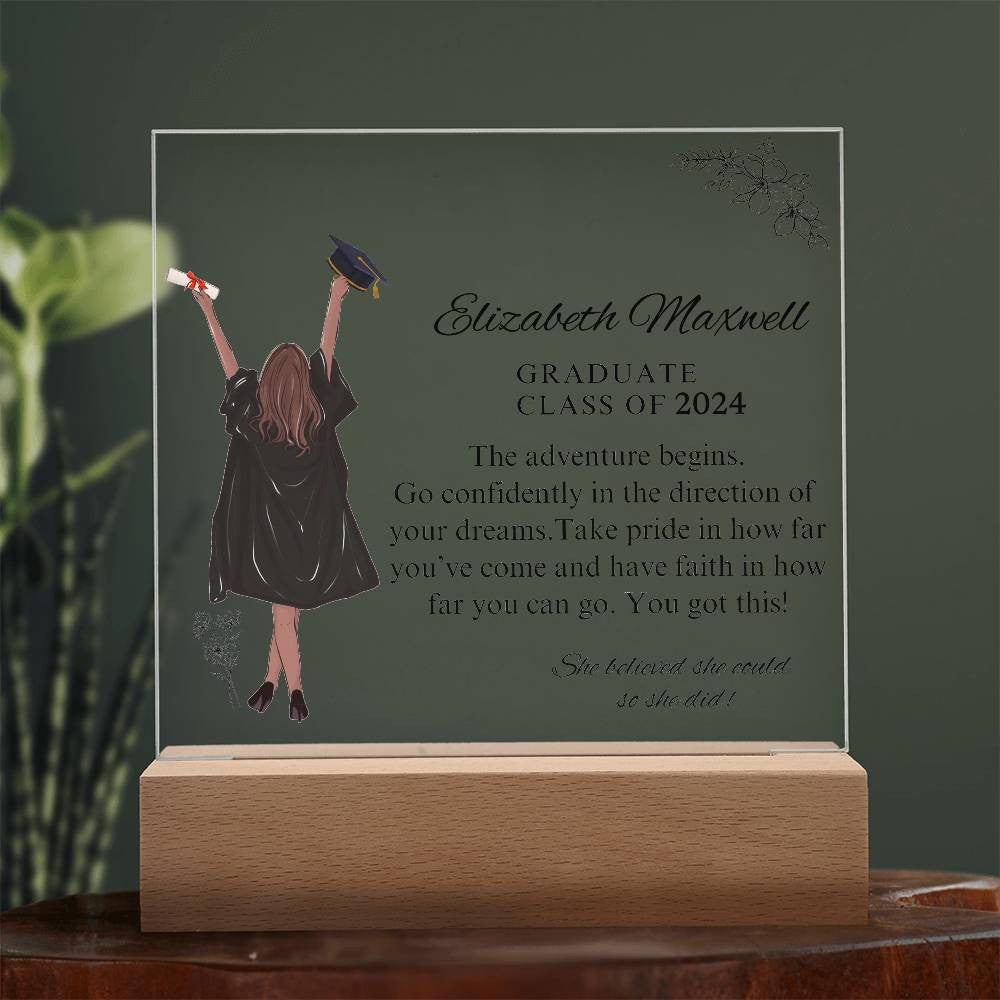 Personalized Graduation Acrylic  Plaque | Go Confidently In The Direction Of Your Dreams | Daughter's Graduation