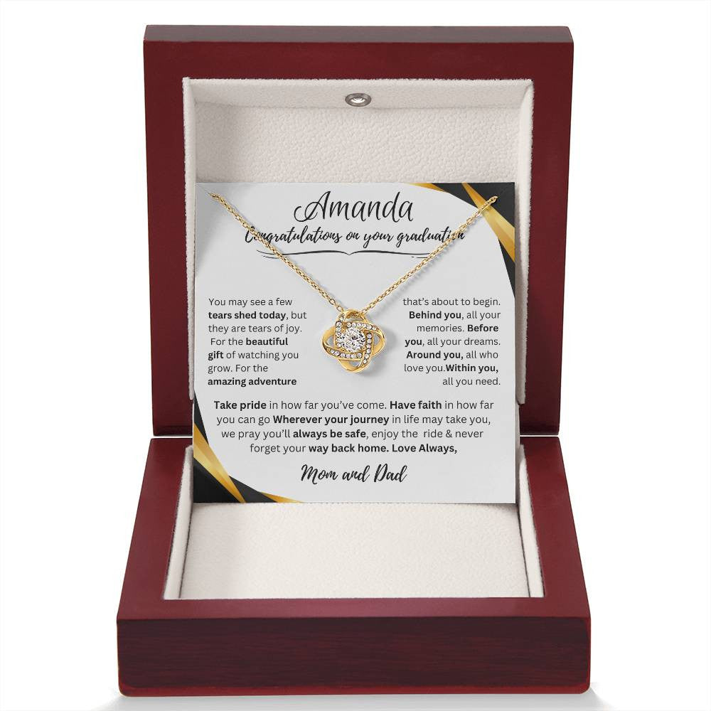 Personalized Graduate Love Knot Necklace |"Take Pride In How Far You’ve Come."| Congratulations!