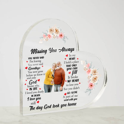 Acrylic Heart Plaque? Missing You Always | Memorial Plaque