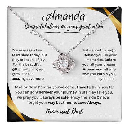 Personalized Graduate Love Knot Necklace |"Take Pride In How Far You’ve Come."| Congratulations!