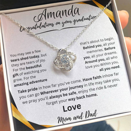 Personalized Graduate Love Knot Necklace |"Take Pride In How Far You’ve Come"