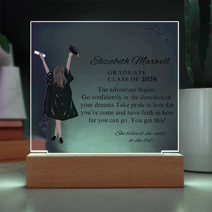 Personalized Graduation Acrylic  Plaque | Go Confidently In The Direction Of Your Dreams | Daughter's Graduation