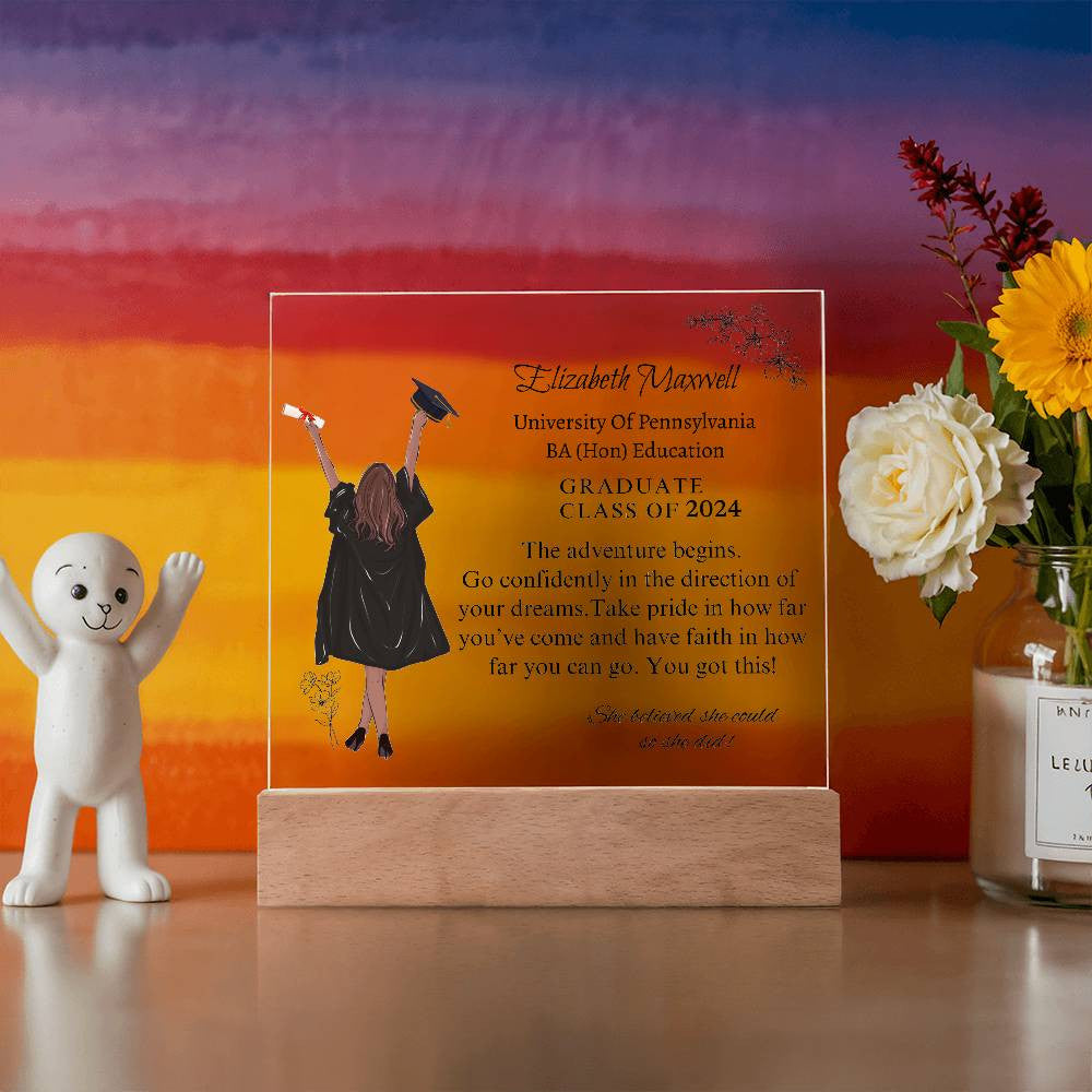 Personalized Graduation Acrylic Plaque | The Adventure begins | Daughter Graduation