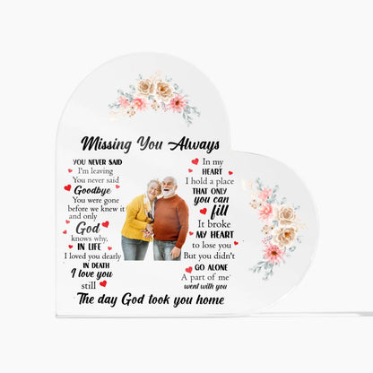 Acrylic Heart Plaque? Missing You Always | Memorial Plaque