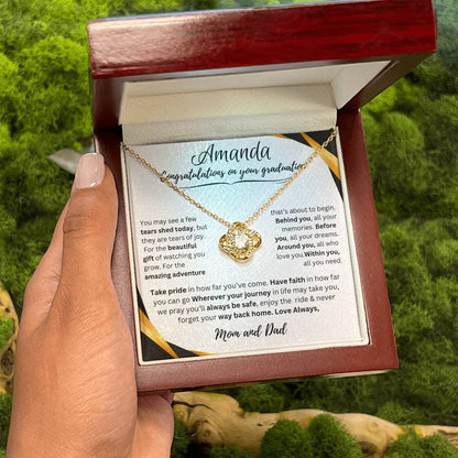 Personalized Graduate Love Knot Necklace |"Take Pride In How Far You’ve Come."| Congratulations!