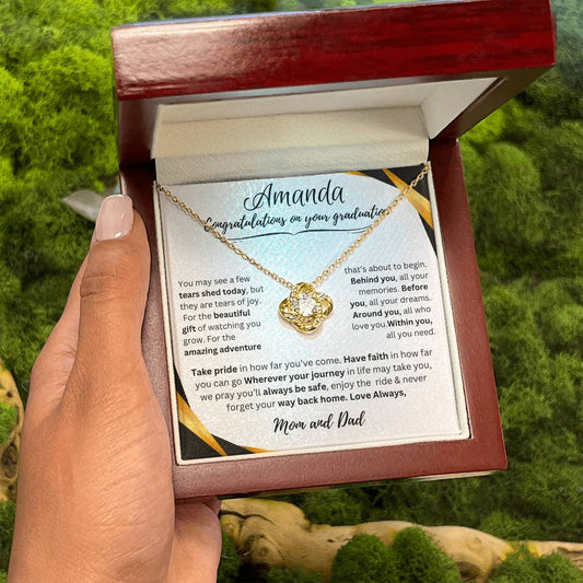 Personalized Graduate Love Knot Necklace |"Take Pride In How Far You’ve Come."| Congratulations!