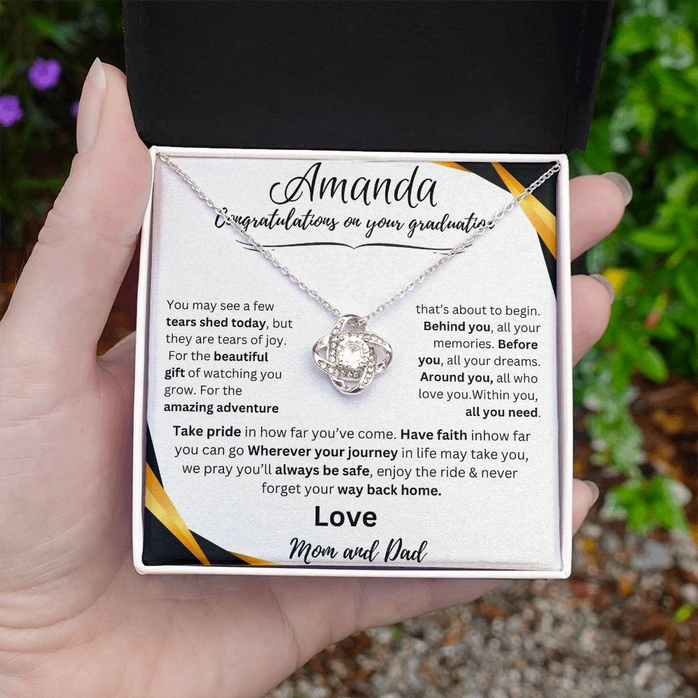 Personalized Graduate Love Knot Necklace |"Take Pride In How Far You’ve Come"