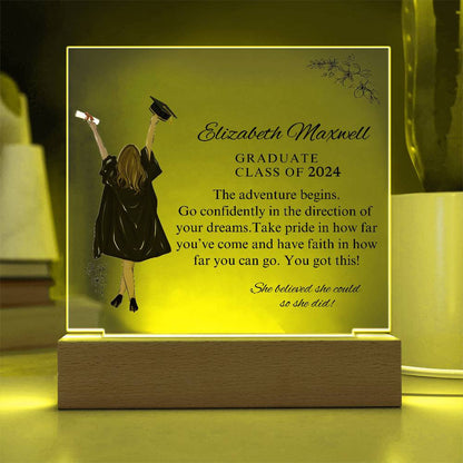 Personalized Graduation Acrylic  Plaque | Go Confidently In The Direction Of Your Dreams | Daughter's Graduation