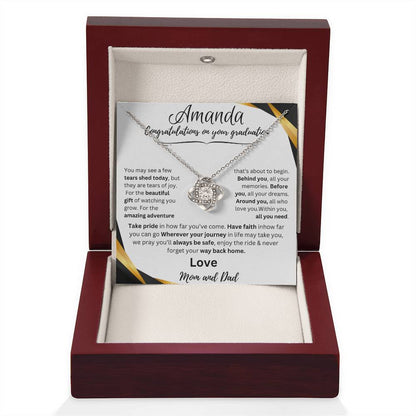 Personalized Graduate Love Knot Necklace |"Take Pride In How Far You’ve Come"