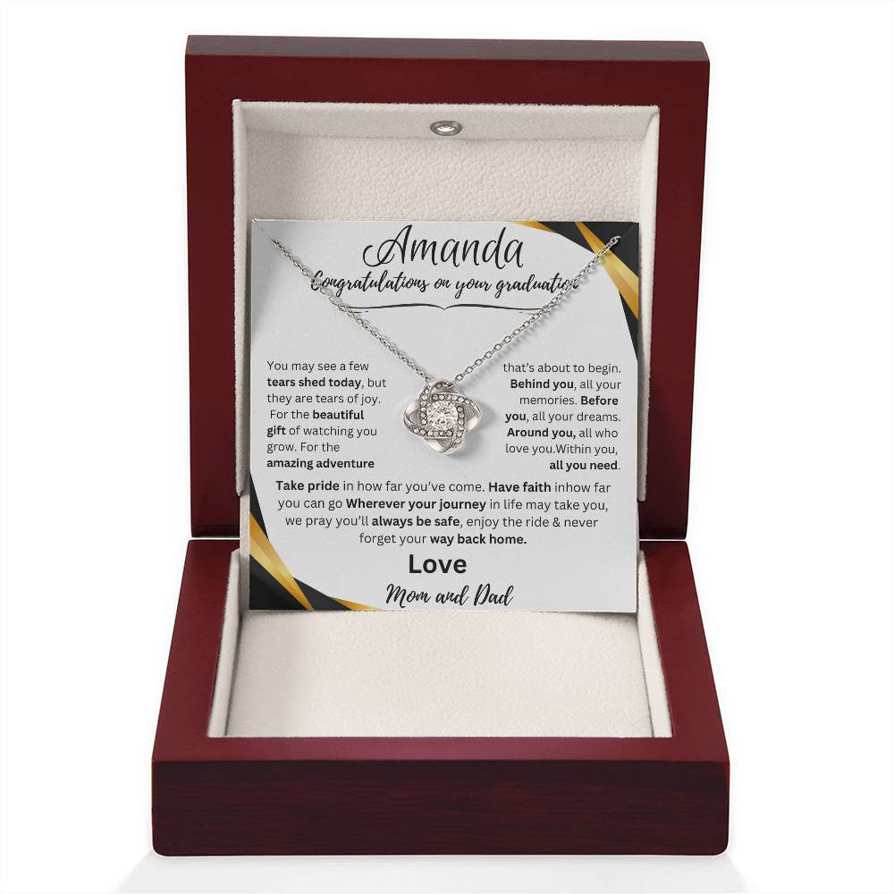 Personalized Graduate Love Knot Necklace |"Take Pride In How Far You’ve Come"