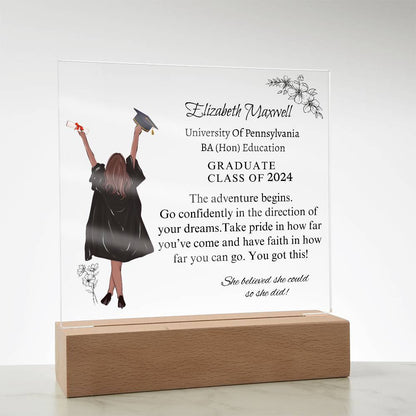 Personalized Graduation Acrylic Plaque | The Adventure begins | Daughter Graduation