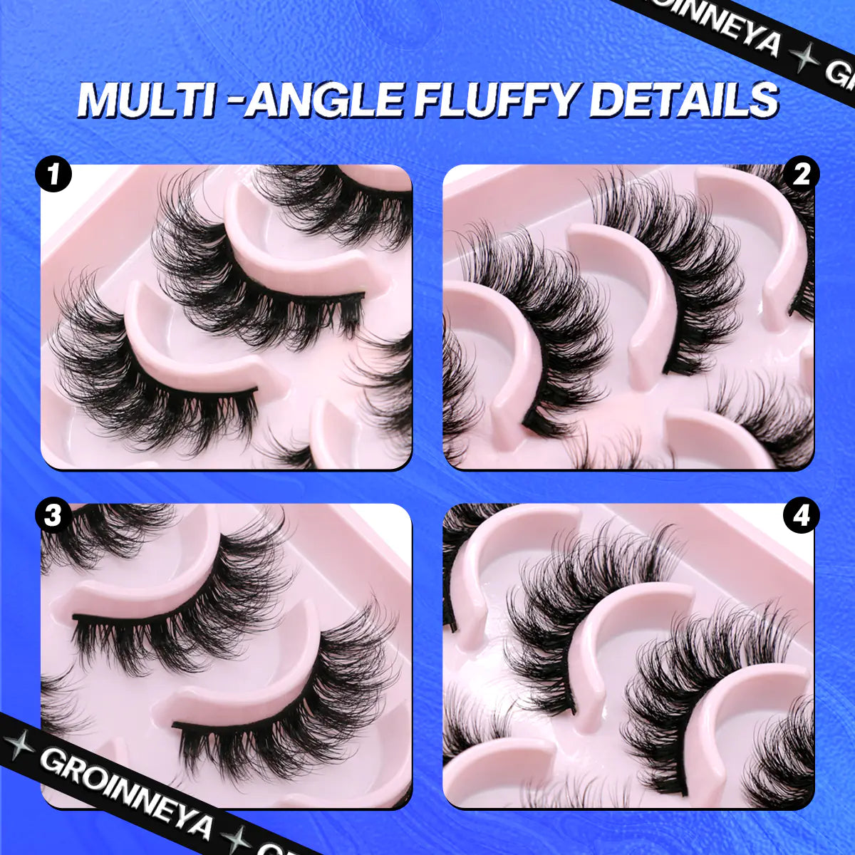 GROINNEYA 5/10 Pairs 3D Faux Mink Lashes Fluffy Soft Full Thick Wispy Natural long False Eyelashes Curly lashes wholesale lashes