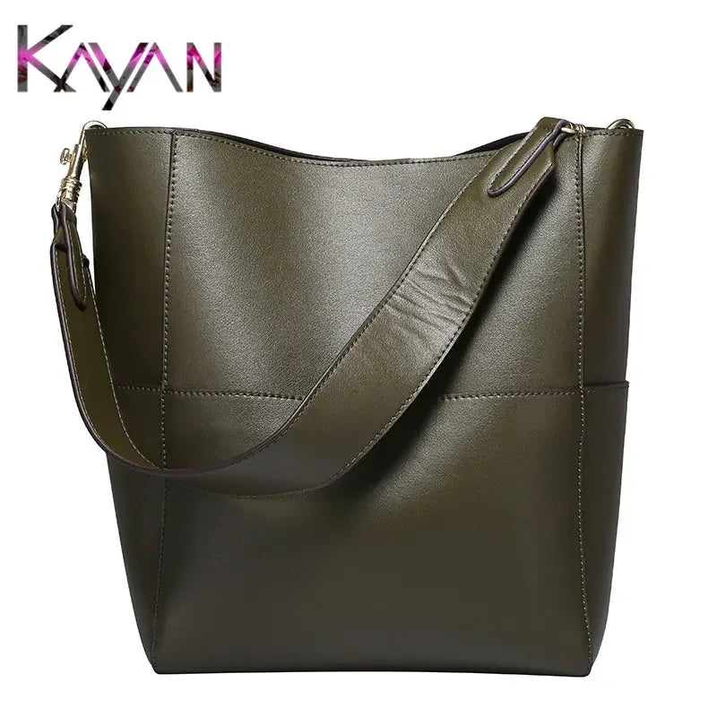 Genuine Leather Women's Bucket Shoulder Bag  High | Quality Cowhide | Cross body Bag