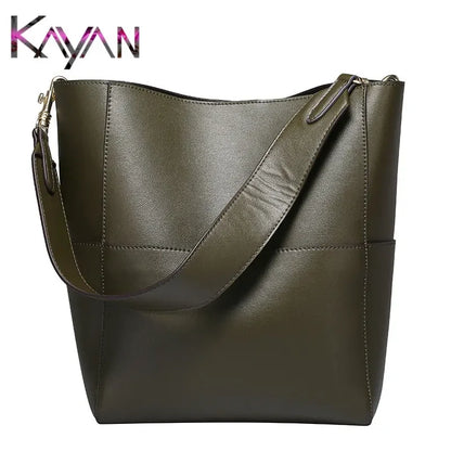 Genuine Leather Women's Bucket Shoulder Bag  High | Quality Cowhide | Cross body Bag