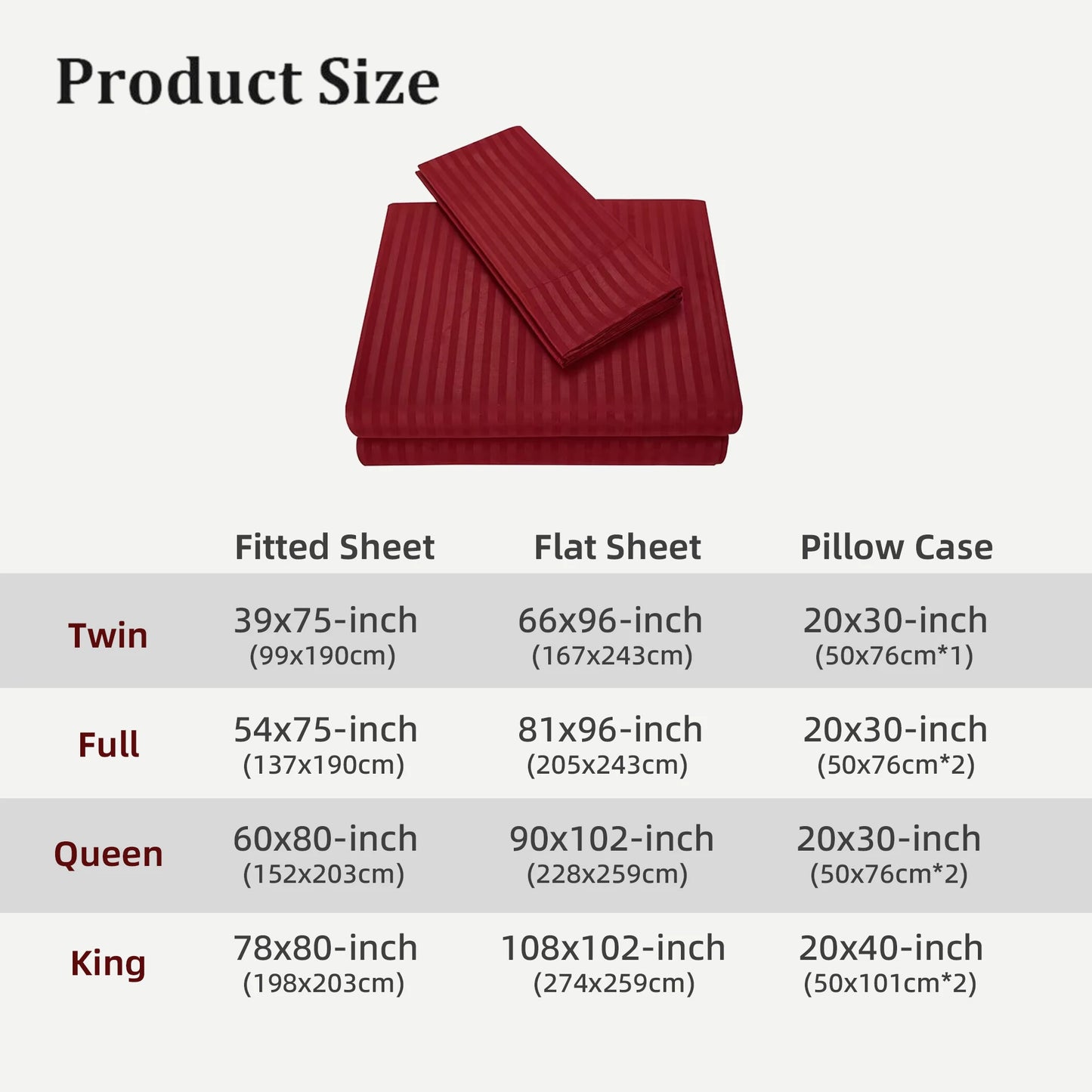 Battilo Bed Sheets 4 Pieces Set Cooling Fitted&Flat Sheet with Pillowcase Solid Stripe Bedding Set For Twin/Full/Queen/King Size