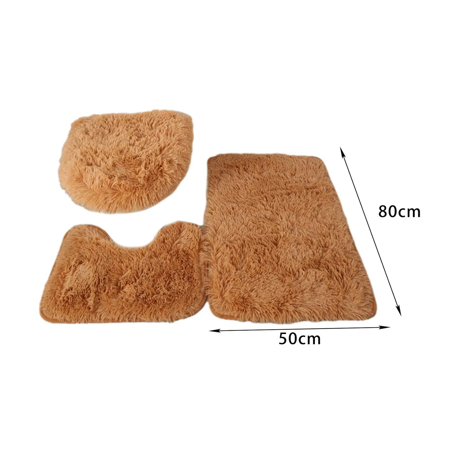 3x Absorbent Bath Rugs Set Toilet Lid Cover Bath Mat U Shape