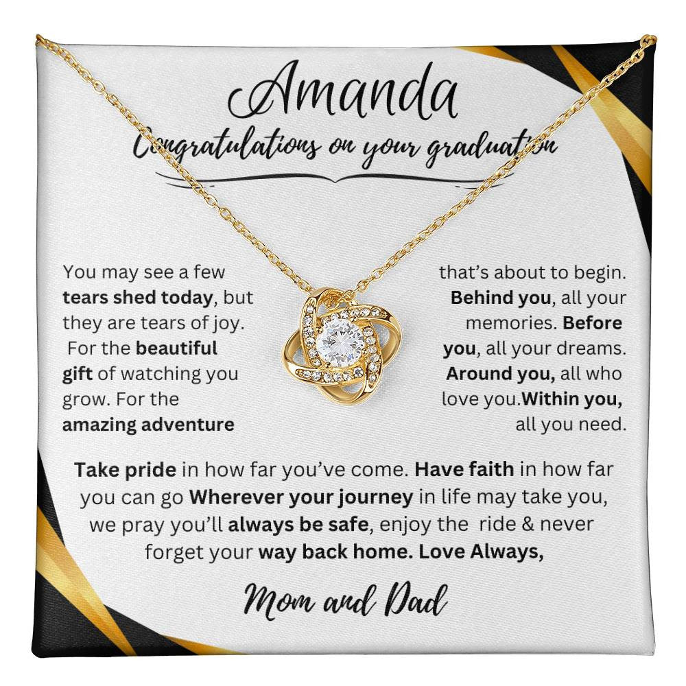 Personalized Graduate Love Knot Necklace |"Take Pride In How Far You’ve Come."| Congratulations!