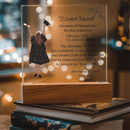 Personalized Graduation Acrylic Plaque | The Adventure begins | Daughter Graduation