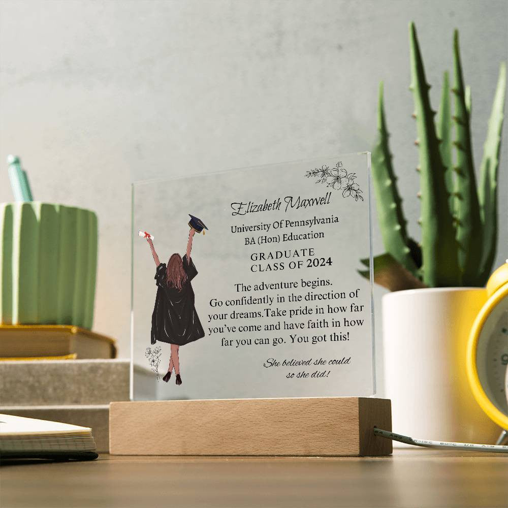 Personalized Graduation Acrylic Plaque | The Adventure begins | Daughter Graduation