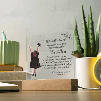 Personalized Graduation Acrylic Plaque | The Adventure begins | Daughter Graduation