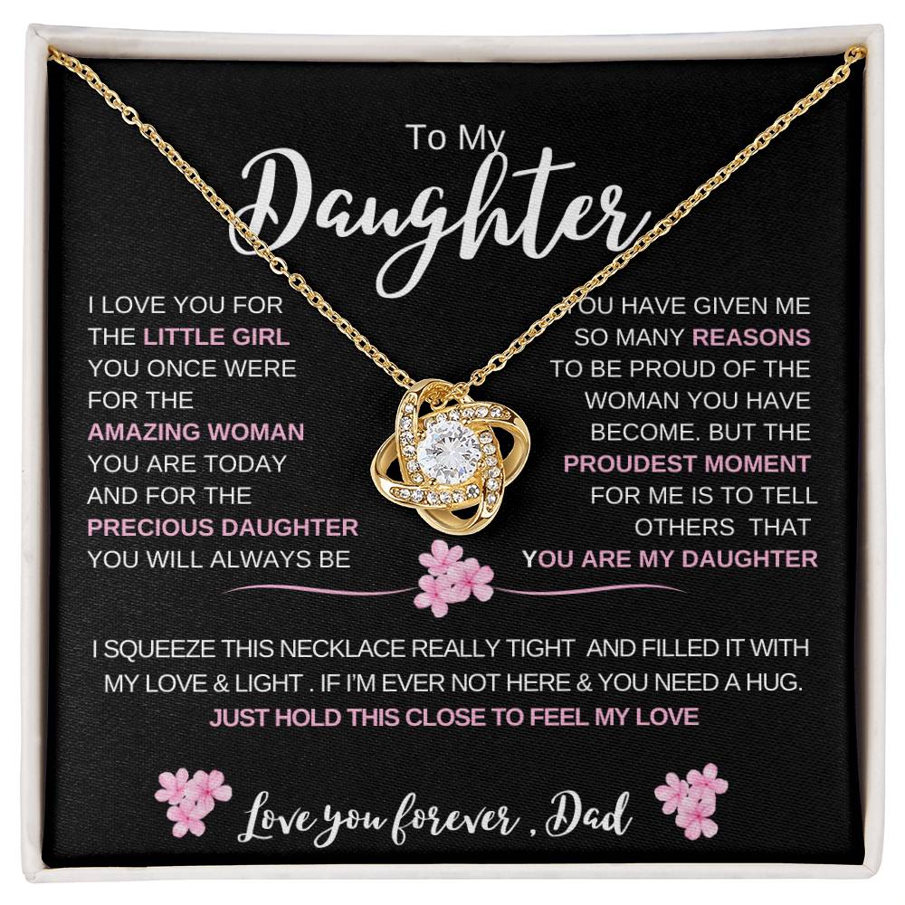 To My Daughter From Dad | Daughter Love Knot Necklace | Daughter Christmas/ Birthday  Gift | Gift Box With Message Card