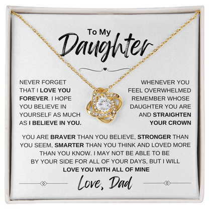 To My Daughter Love knot Necklace | Never Forget That I Love You | Daughter From Dad