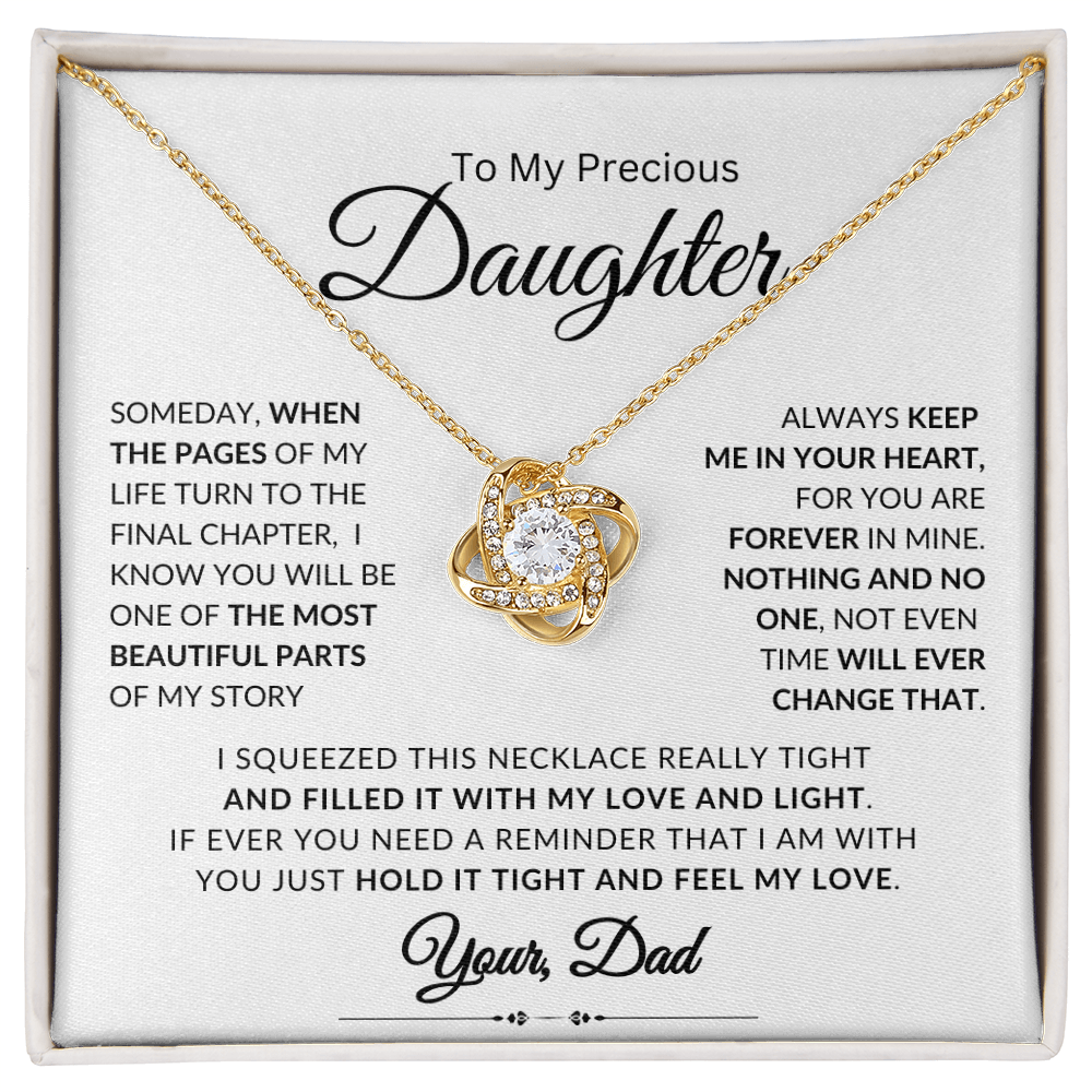 To My Daughter | Someday, When the Pages Of My Life Turn | Love knot Necklace