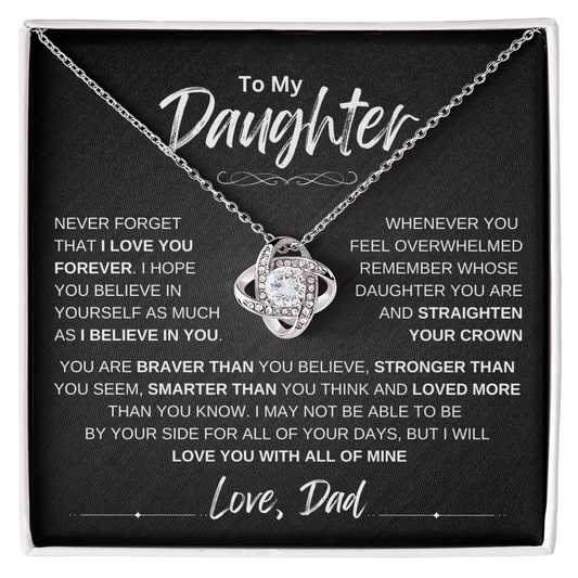 To My Daughter Love knot Necklace | Never Forget That I Love You Daughter From Dad