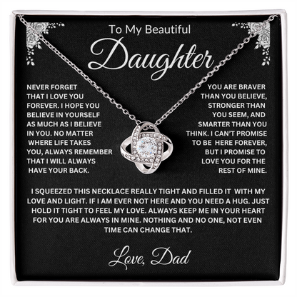 To My Daughter | Never Forget I love you | Love knot Necklace