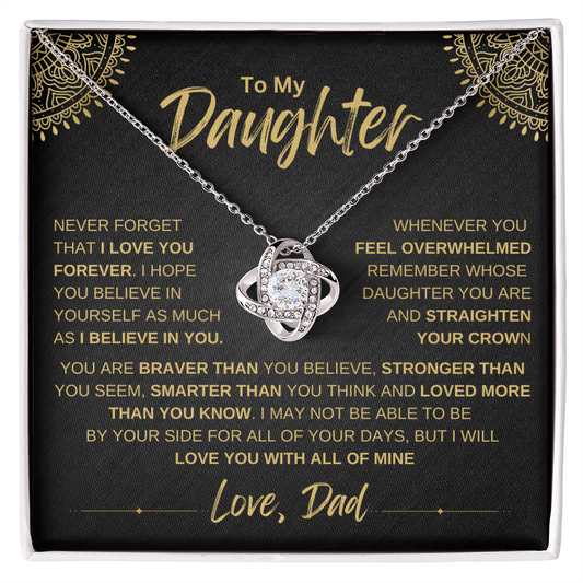 To My Daughter From Dad | Never Forget That I love You | Love Knot Necklace