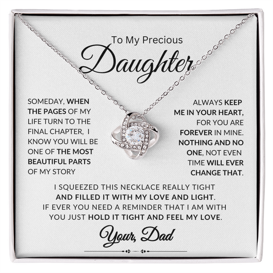 To My Daughter | Someday, When the Pages Of My Life Turn | Love knot Necklace