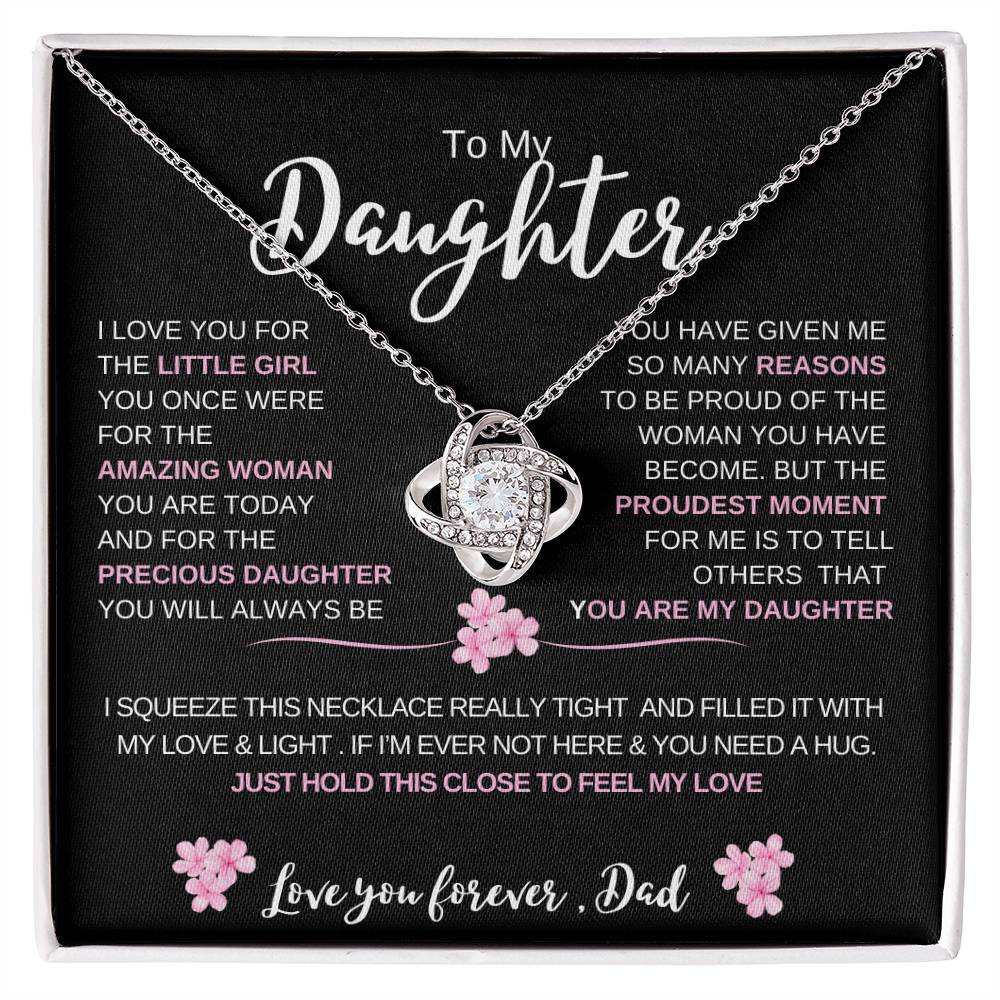To My Daughter From Dad | Daughter Love Knot Necklace | Daughter Christmas/ Birthday  Gift | Gift Box With Message Card