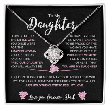 To My Daughter From Dad | Daughter Love Knot Necklace | Daughter Christmas/ Birthday  Gift | Gift Box With Message Card