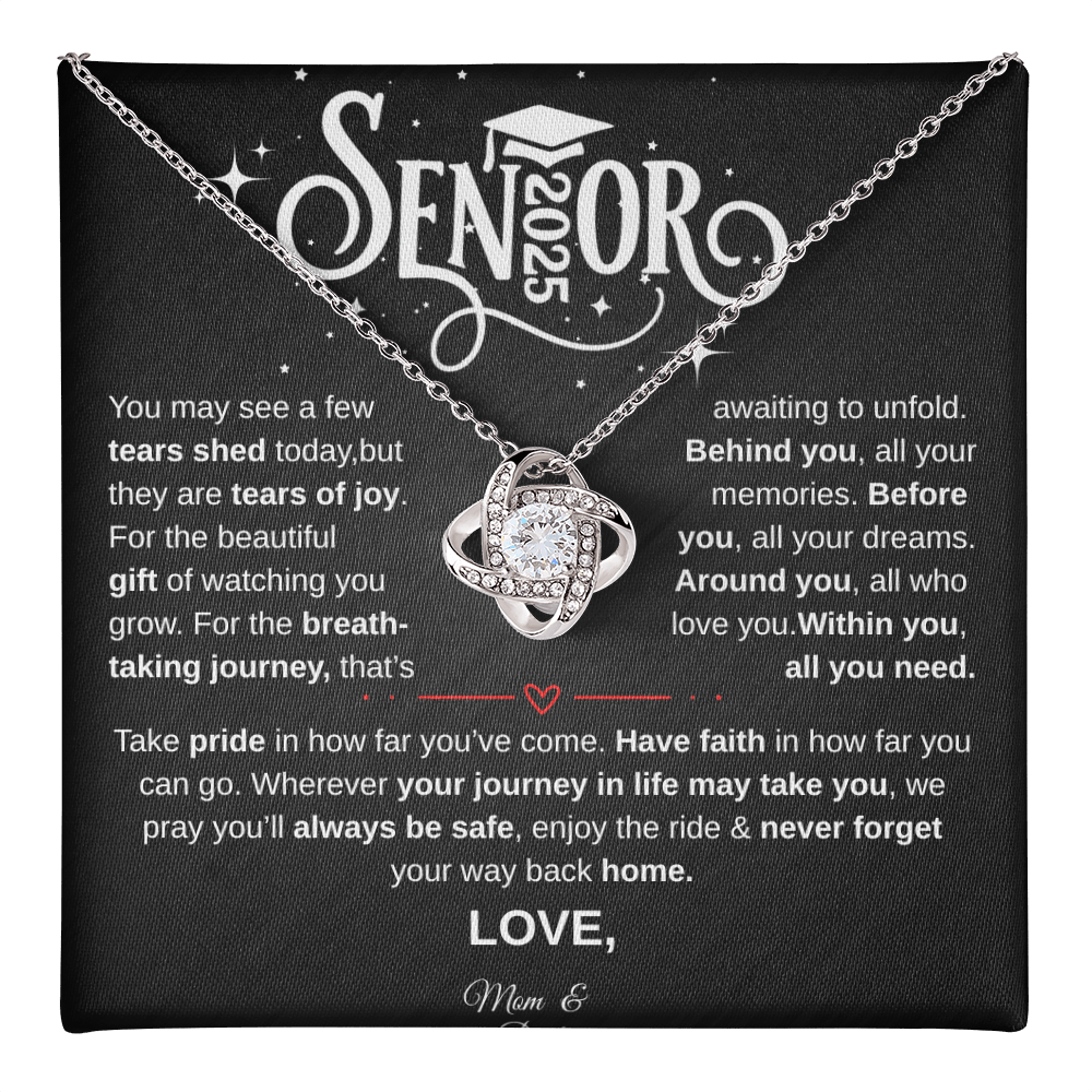 Personalized Senior 2025 | Take Pride in How Far You've Come| Love Knot Necklace