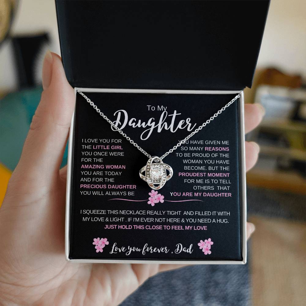 To My Daughter From Dad | Daughter Love Knot Necklace | Daughter Christmas/ Birthday  Gift | Gift Box With Message Card