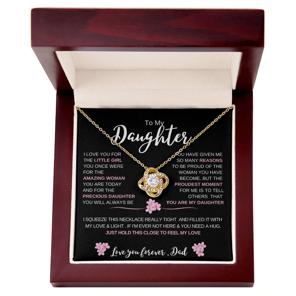 To My Daughter From Dad | Daughter Love Knot Necklace | Daughter Christmas/ Birthday  Gift | Gift Box With Message Card