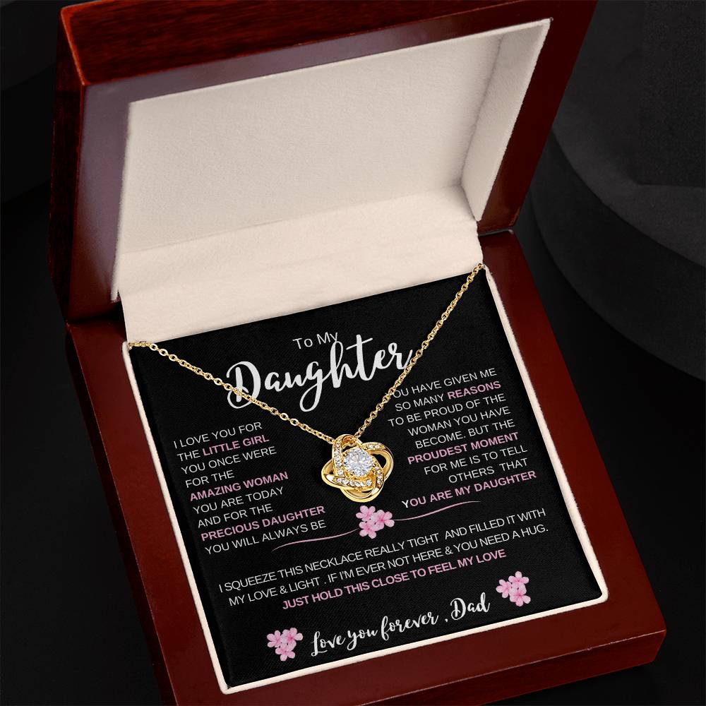 To My Daughter From Dad | Daughter Love Knot Necklace | Daughter Christmas/ Birthday  Gift | Gift Box With Message Card